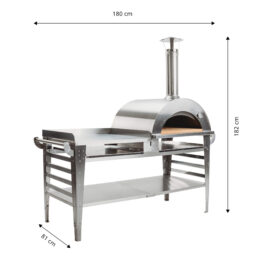 GrillSymbol pizzaovn med stor bord Pizzo-XL-set-inox