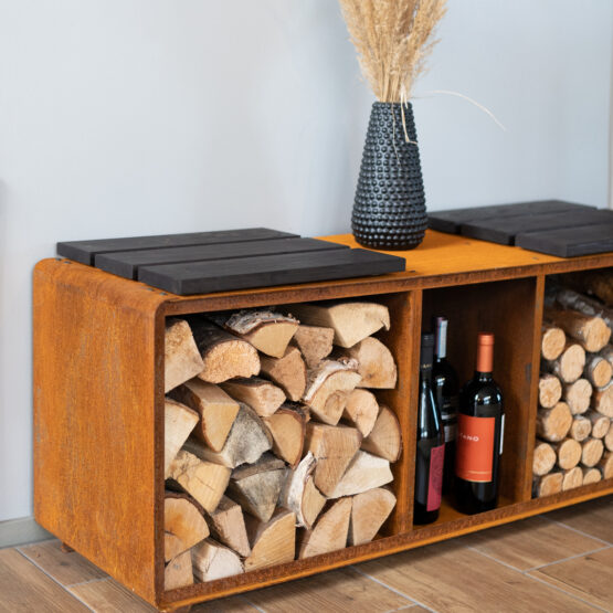 GrillSymbol corten brændeopbevaring Enzo Rack-L