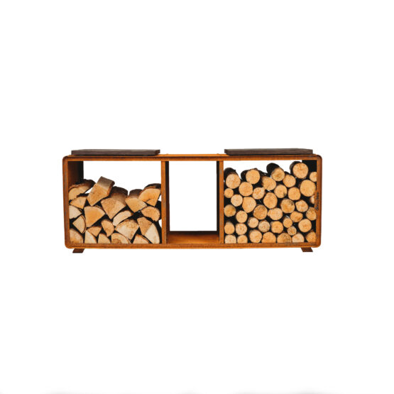GrillSymbol corten brændeopbevaring Enzo Rack-L