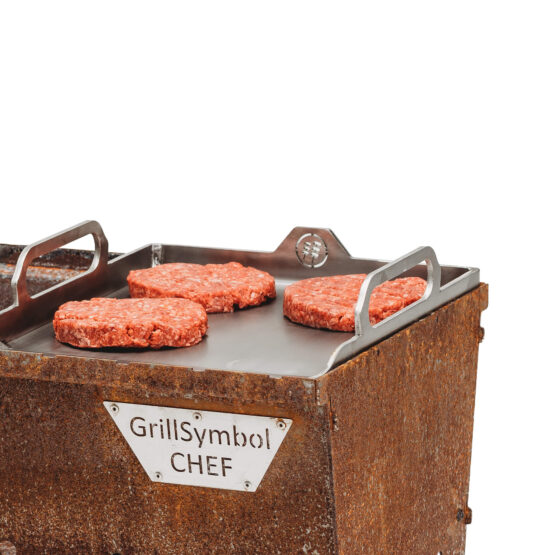 GrillSymbol burgerpresse og plancha set inox