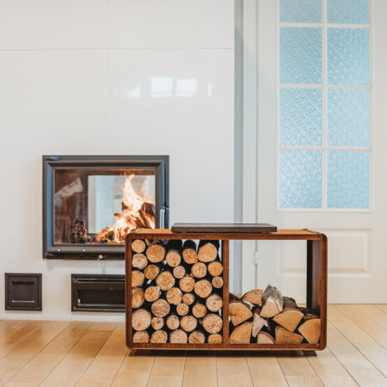 GrillSymbol corten brændeopbevaring Enzo Rack-M