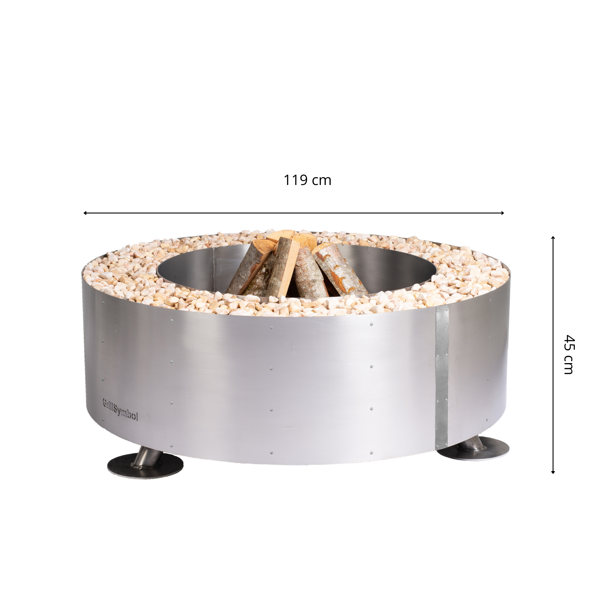 GrillSymbol rustfrit stål bålfad Luna Silver ø 119 cm GrillSymbol rustfrit stål bålfad Luna Silver ø 119 cm